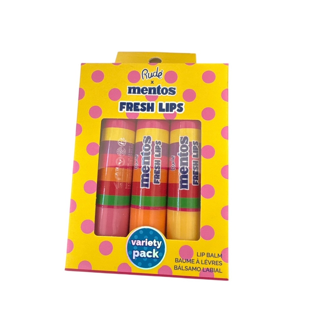 Rude Cosmetics Mentos Fresh Lips Tropical Strawberry Mix Lip Balm Gift Idea‎ Set